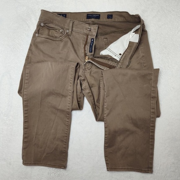 Lucky Brand Pants Mens 32x32 Brown 121 Slim Straight Chino Stretch Cotton - Picture 3 of 12
